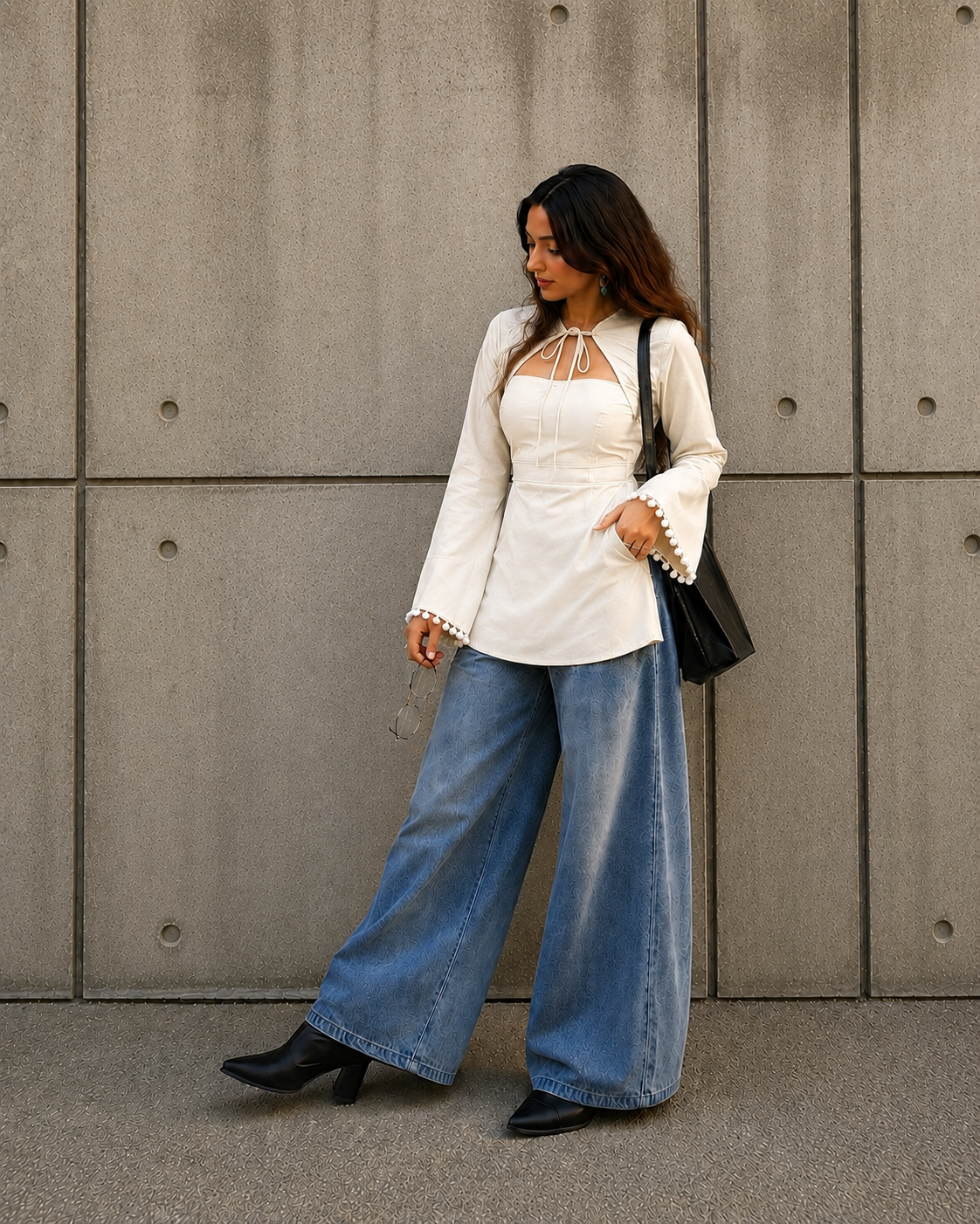 Trending Tie-Up Kurti With Lace Work And Corset Back