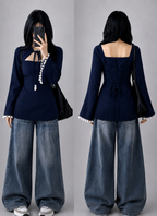 Trending Tie-Up Kurti With Lace Work And Corset Back