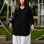Buy 1 Get 1 Pure Crape Bell Sleeves Kurti - Black