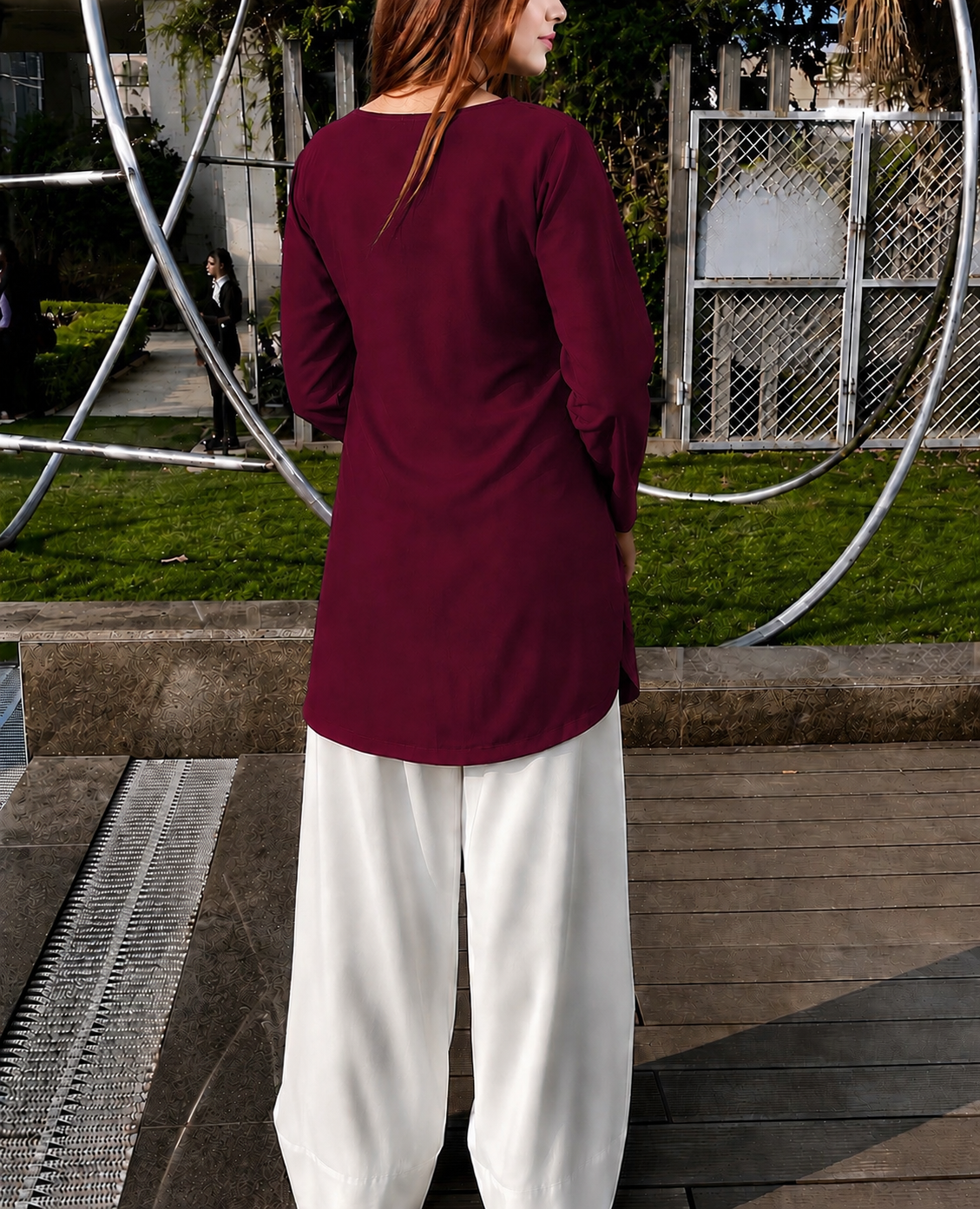 Buy 1 Get 1 Pure Crape Bell Sleeves Kurti - Maroon