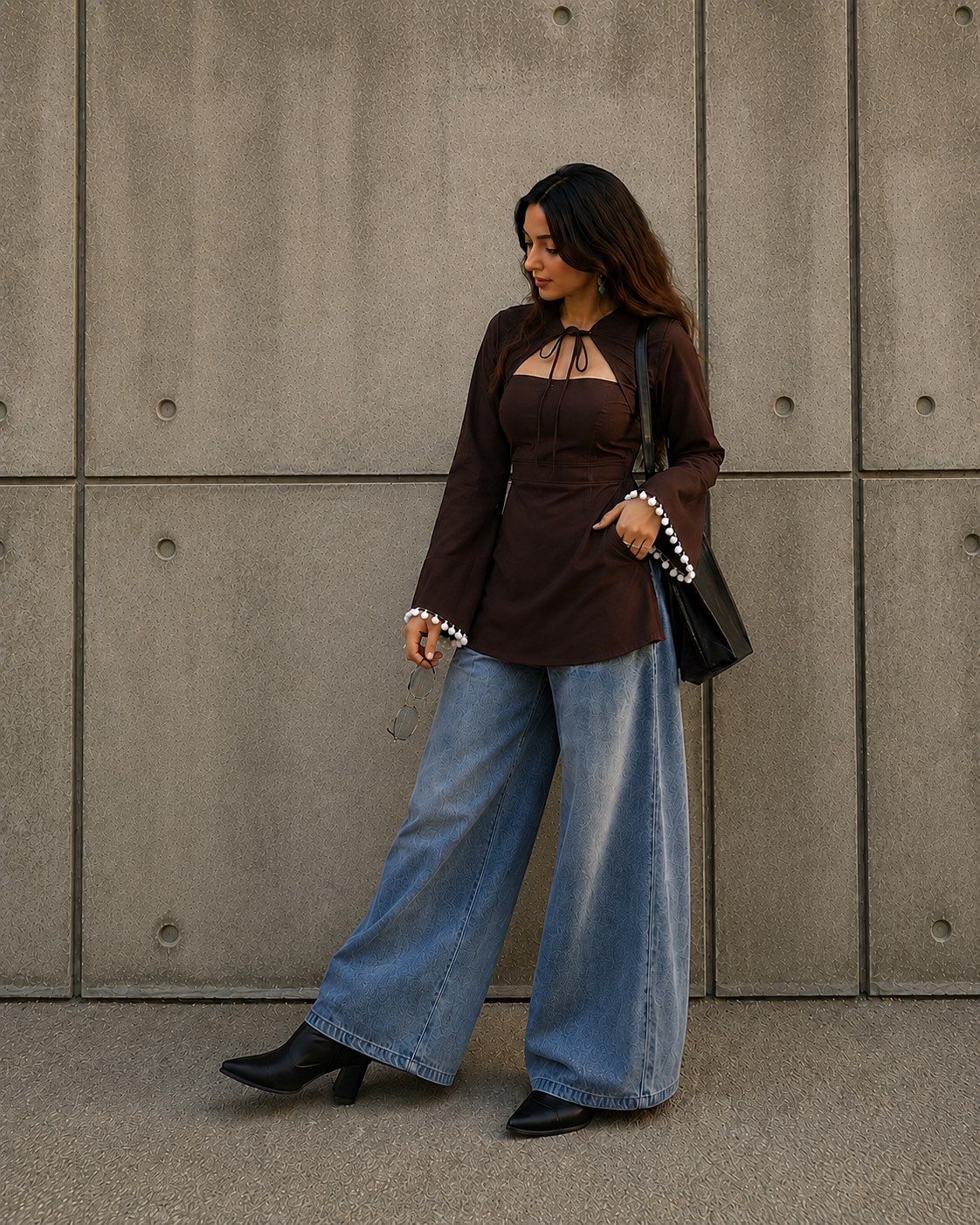Trending Tie-Up Kurti With Lace Work And Corset Back