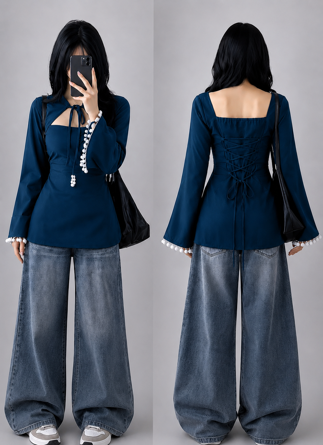 Trending Tie-Up Kurti With Lace Work And Corset Back