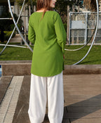Buy 1 Get 1 Pure Crape Bell Sleeves Kurti - Light Green