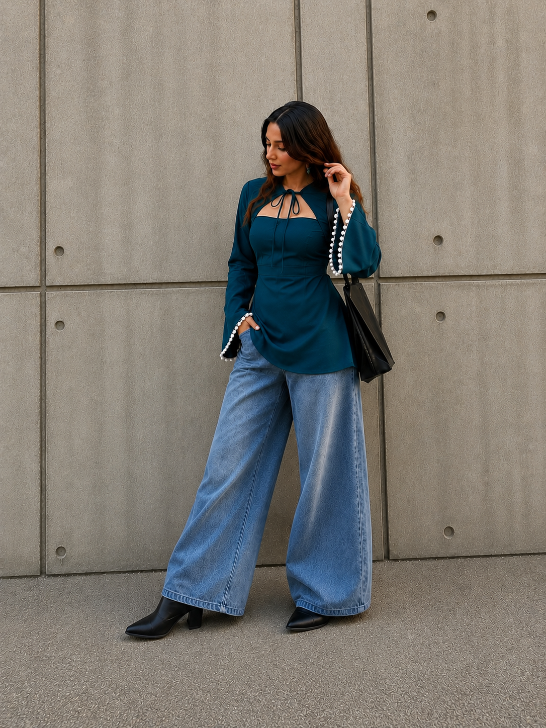 Trending Tie-Up Kurti With Lace Work And Corset Back