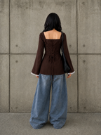 Trending Tie-Up Kurti With Lace Work And Corset Back