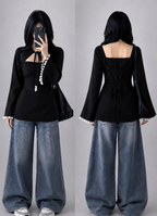 Trending Tie-Up Kurti With Lace Work And Corset Back