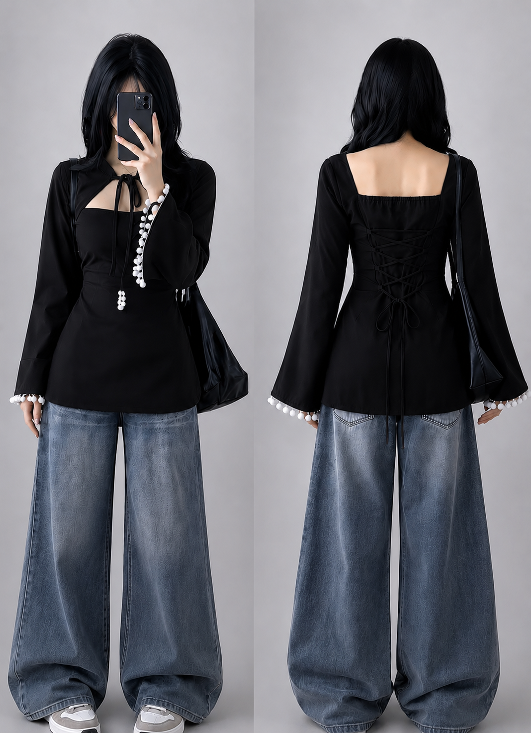 Trending Tie-Up Kurti With Lace Work And Corset Back