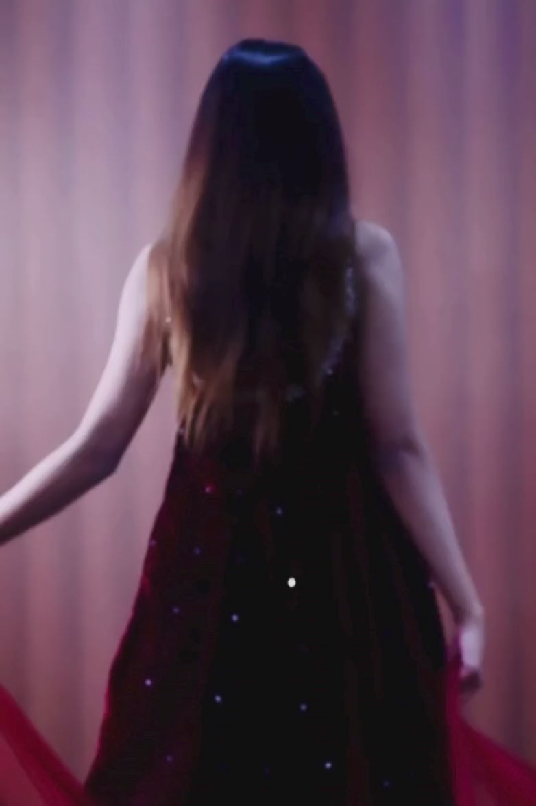 Maroon Velvet Anarkali With Heavy Mirror Work, Pant & Dupatta