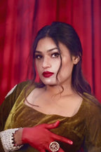 Olive Green Velvet Anarkali With Dupatta  (Heavy Flair With Embroidery)