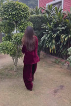 Maroon Velvet For Farsi Salwar Set