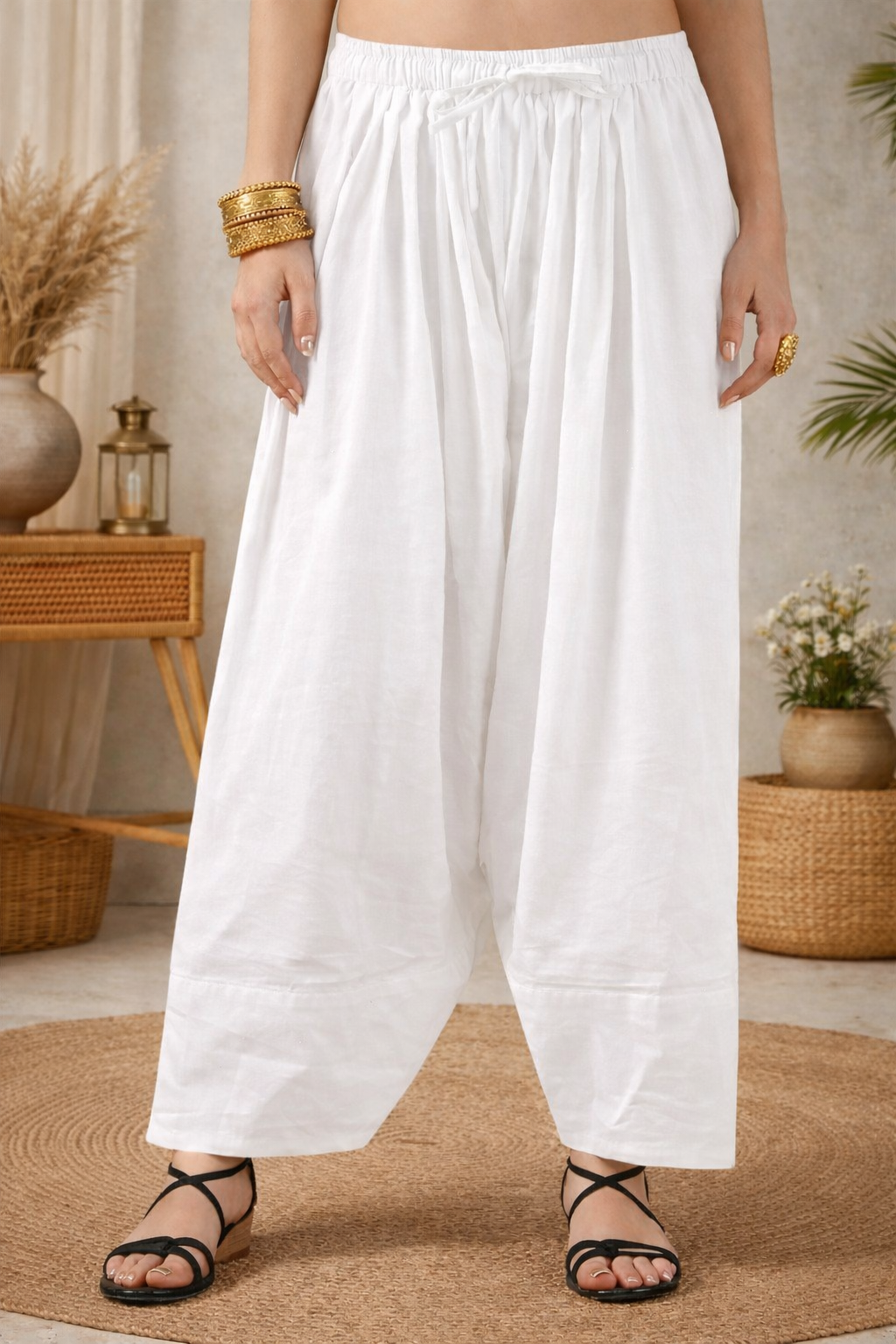 Premium Rayon Farsi Salwar - Soft Comfort White Color